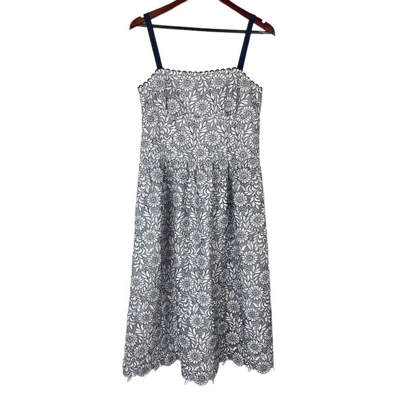 NWT $250 DRAPER JAMES Black & White Floral Lace midi a-line Dress size 10 - Picture 3 of 12